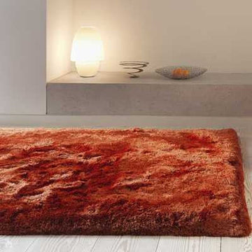 Plush Luxury Super Thick Heavyweight High-Density Hand-Woven Soft High-Pile Plain Polyester Tonal Textured Metallic Shimmer Shaggy Rust Rug-Asiatic Carpets-Rug Love - The Most Loved Rug Store